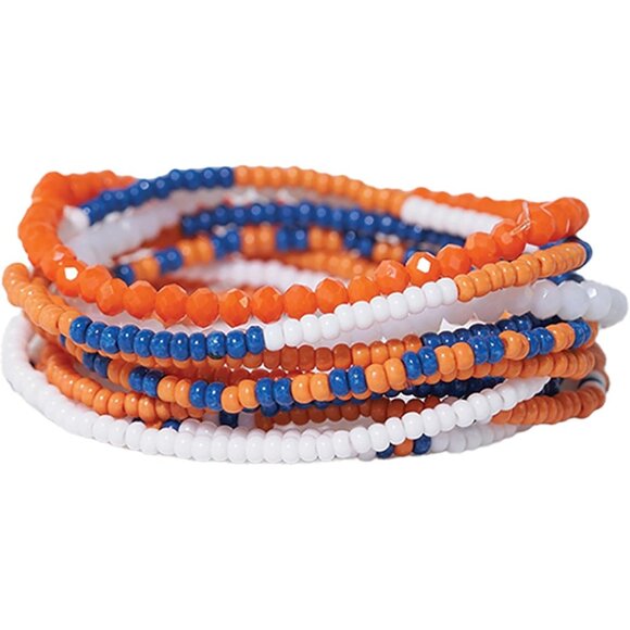 Game Day Beaded Bracelets Set of 10 for Football Fans Women Girls - Picture 1 of 6